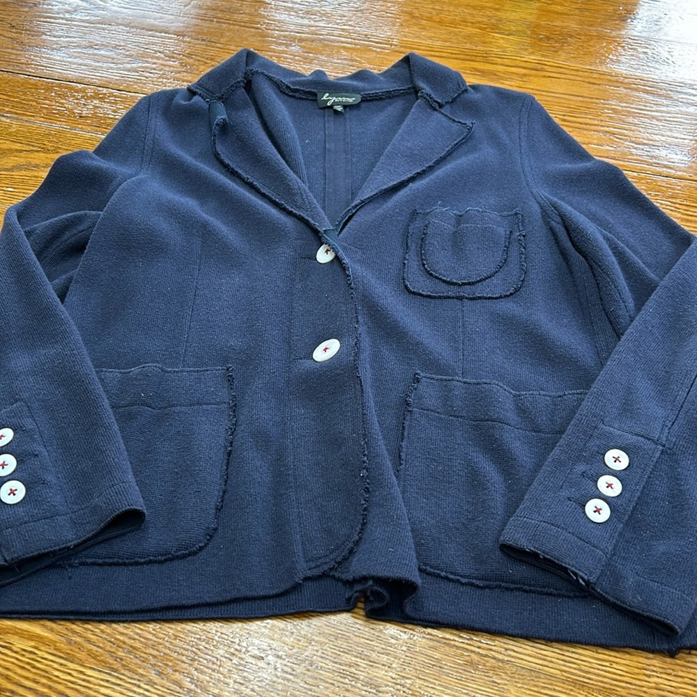 Lynn Ritchie cotton/bamboo blazer. Navy blue. Size Medium.